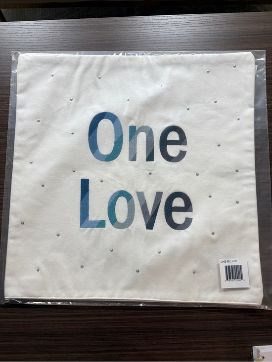 Other - One Love Blue Gradient embroidered canvas Pillow Cover